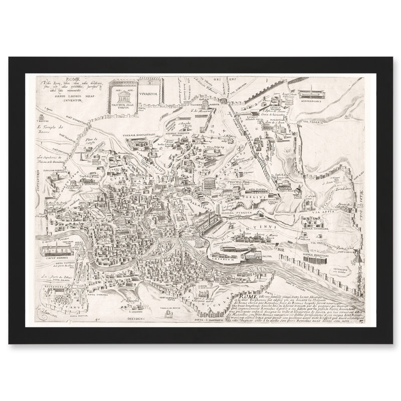 Map Ligorio 16th Century Ancient Rome Roman City Plan - Single Picture Frame Print