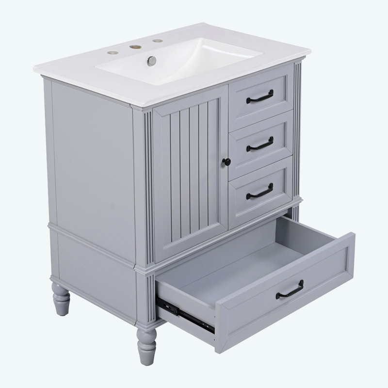 Meuble-lavabo 30 po avec lavabo, Blanc, Black