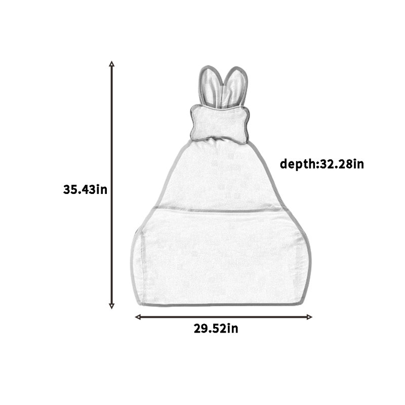 Simple and cute rabbit bean bag sofa, Yellow Linen Blend, 33.46" H x 29.52" W x 32.28" D