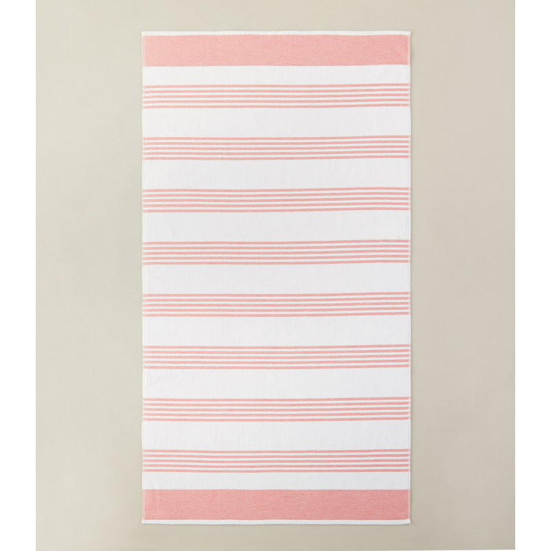 AEGEAN STRIPE BEACH TOWEL, CORAL