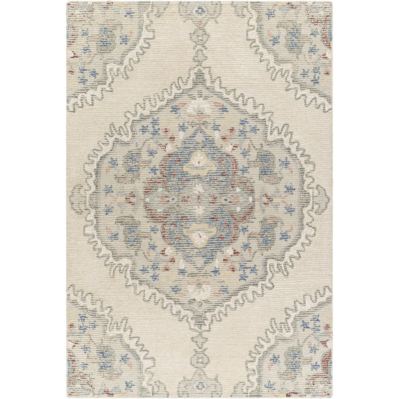 Wool Oriental Indoor Rug, Green/Ivory, Rectangle 2' x 3'