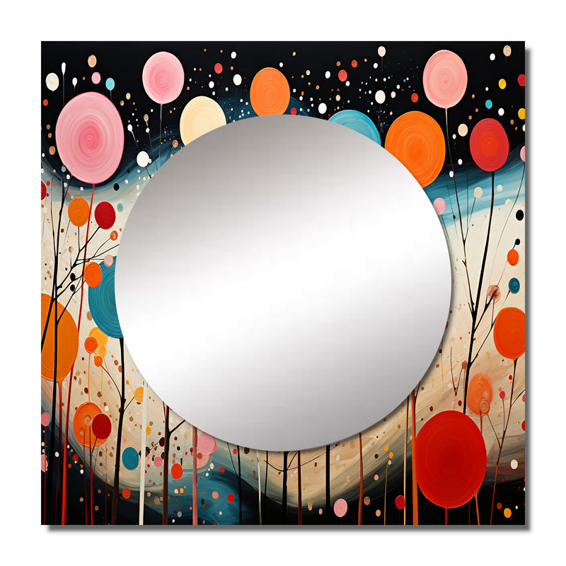 Audria - Grand miroir carré Mid-Century pour décoration murale, 23 po x 23 po