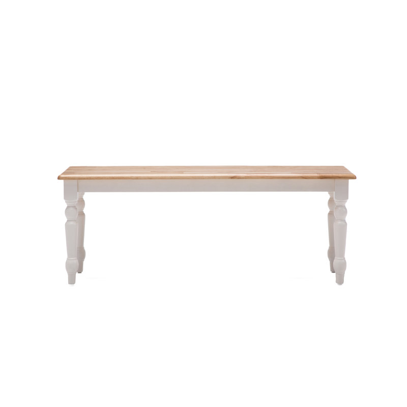 Berene Solid Wood Bench, Cream & Natural