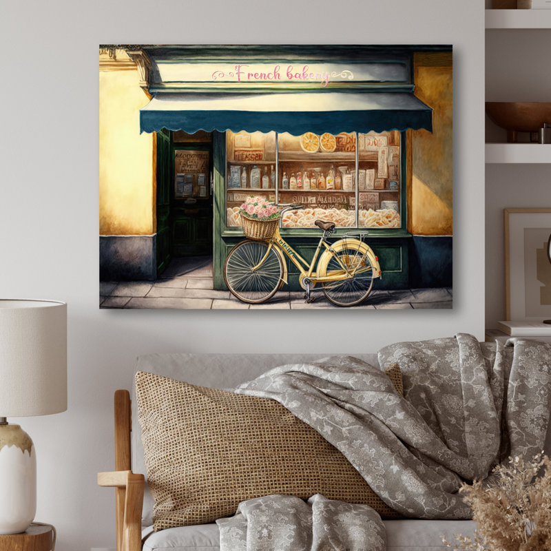 «Bicycle In Front A French Bakery II», reproduction sur toile, H 12 po x l 20 po x P 1 po, Toile tendue