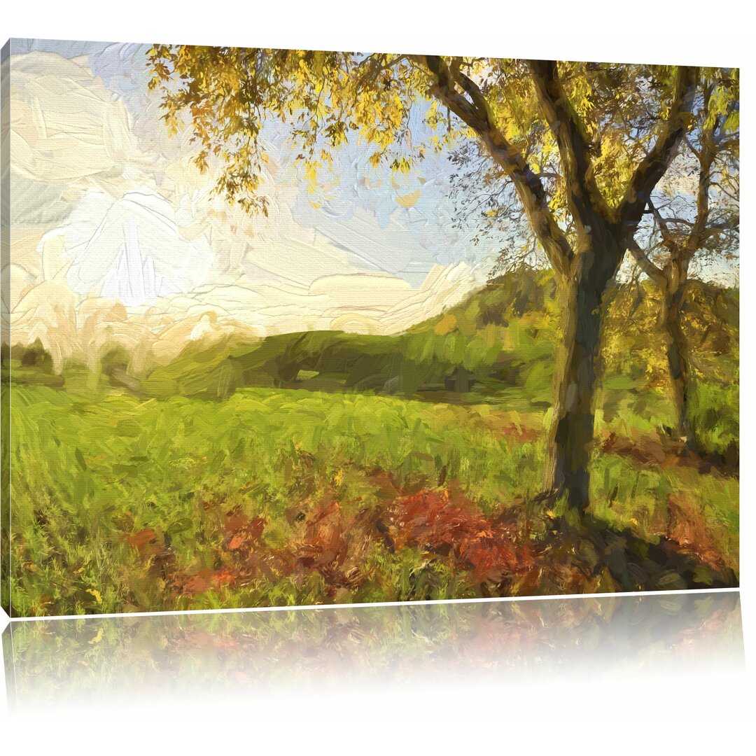 Leinwandbild "Landschaft im Herbst", Grafikdruck