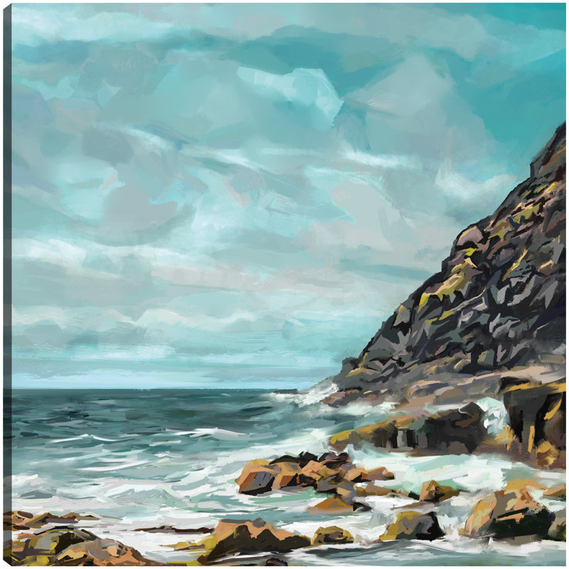 Reproduction d'art sur toile Shore Cliff par Studio Arts, H 35 po x l 35 po x P 1,5 po, Toile tendue