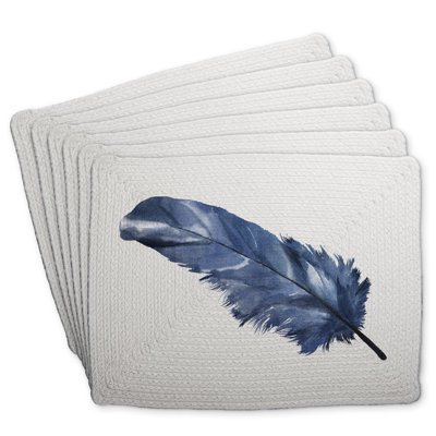 Blue Feather Braided Polyester Eiver Set of 6 - Home Decor