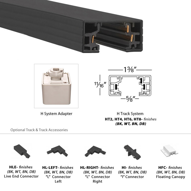 Versatile 47'' Black Aluminum Single Circuit Track Lighting with Endcaps