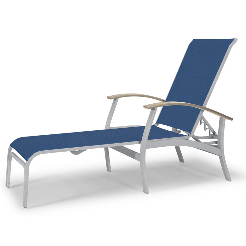 Belle Isle Outdoor Chaise Lounge, Cobalt 35D Sunbrella®, Desert P60, Textured Kona