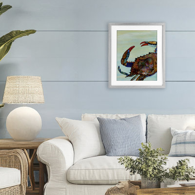 Collage détaillé crabe imprimé sous verre, conception par Lisa Morales