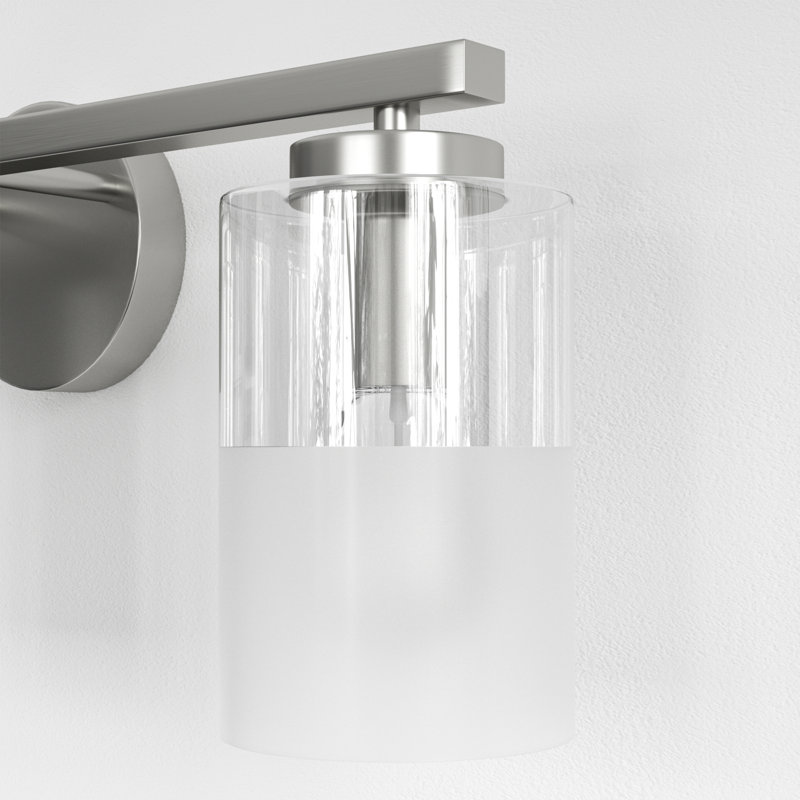 Luminaire de salle de bain moderne à 3 lumières en métal avec verre givré à intensité variable de 24 po Renley, Nickel poli