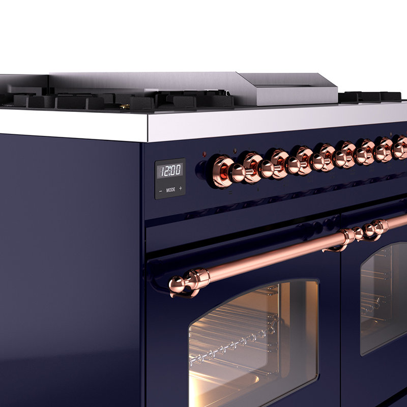 ILVE Nostalgie II Series 40 inch Dual Fuel Range with 6 Sealed Burners, Griddle (Glass Door), Natural Gas