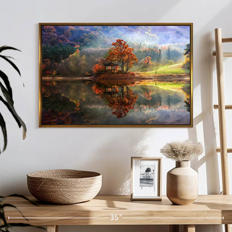 Enchanted Lake, 25" X 17", Floating Frame Gold