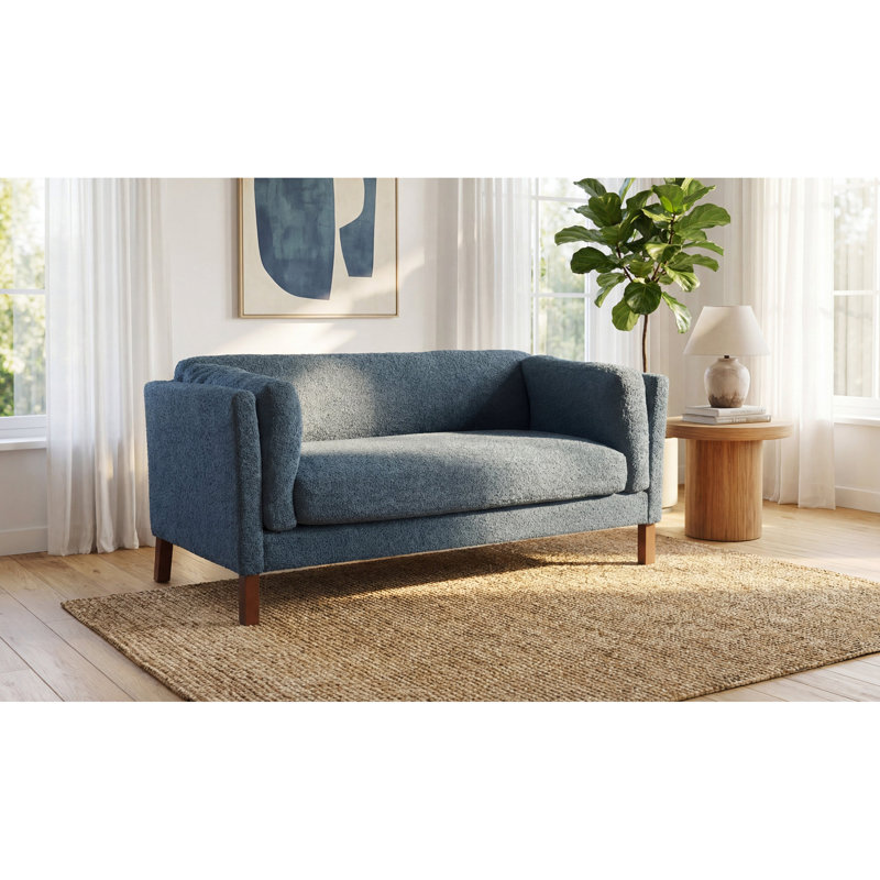 Causeuse moderne en tissu chenille de 58,27 pouces, canapé décoratif, avec coussin amovible, salon, bureau, salon, bleu, Blue