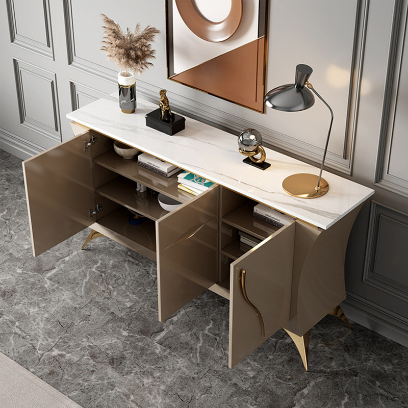 Armoire d'entrée murale en granit de style luxueux, Beige, H 35,43 po x l 55,11 po x P 15,75 po