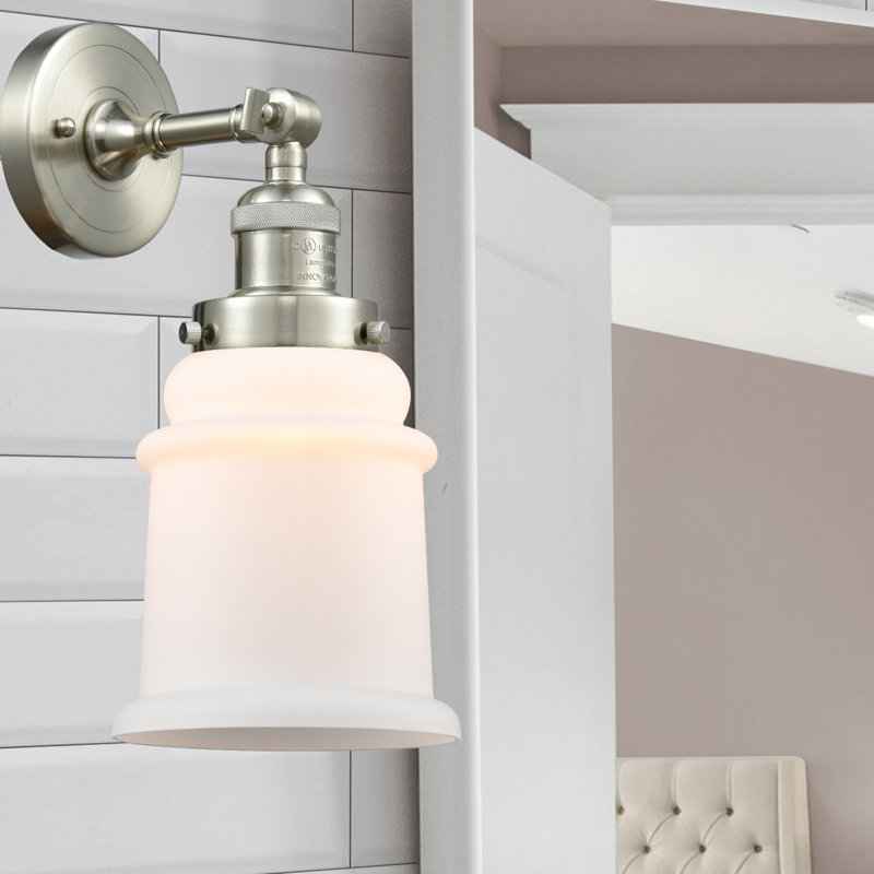 Applique murale de salle de bain à intensité variable 1 lumière Galaviz, Ampoule DEL 6 watts Vinage, Nickel satiné brossé