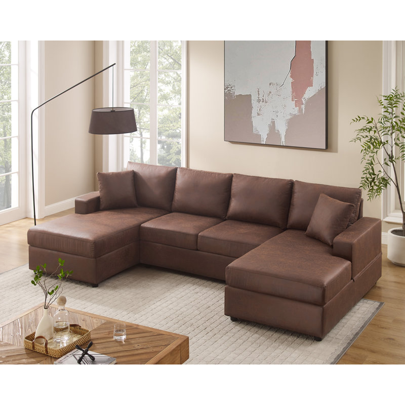 Steljana 3 - Piece Upholstered Sectional, Vintage Brown Faux Leather