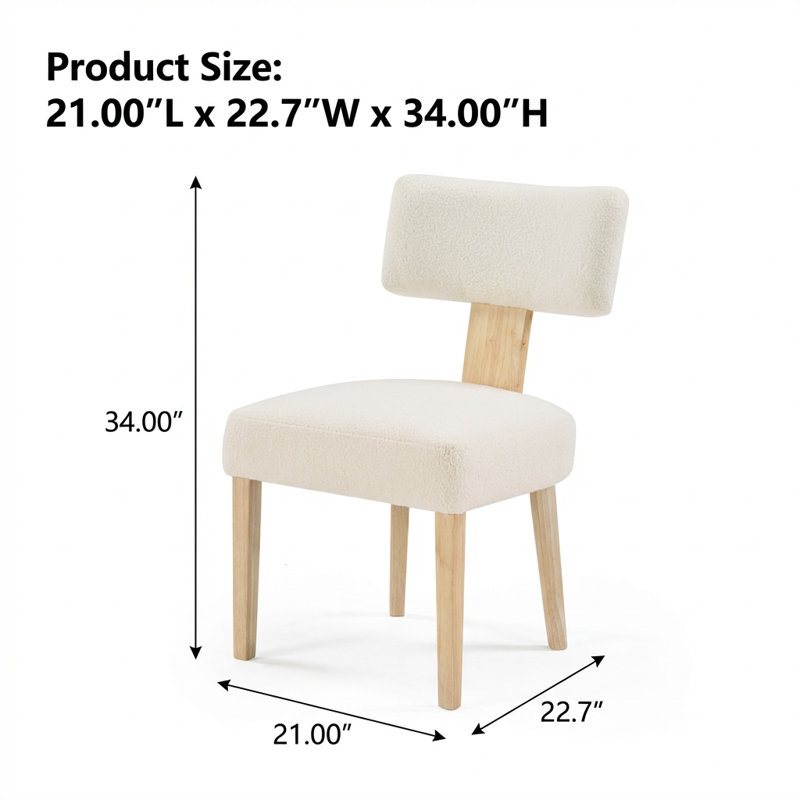 Modern Upholstered Dining Chairs Set of 2 with Comfortable Fabric Seating