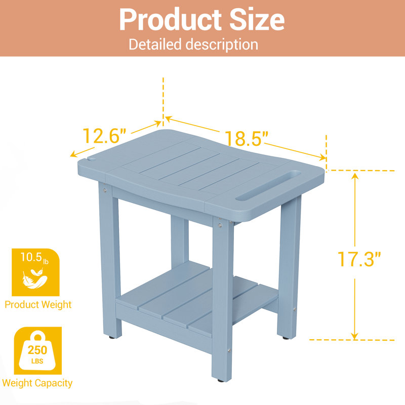 Patio Weather Resistant Shower Benches, Lake Blue