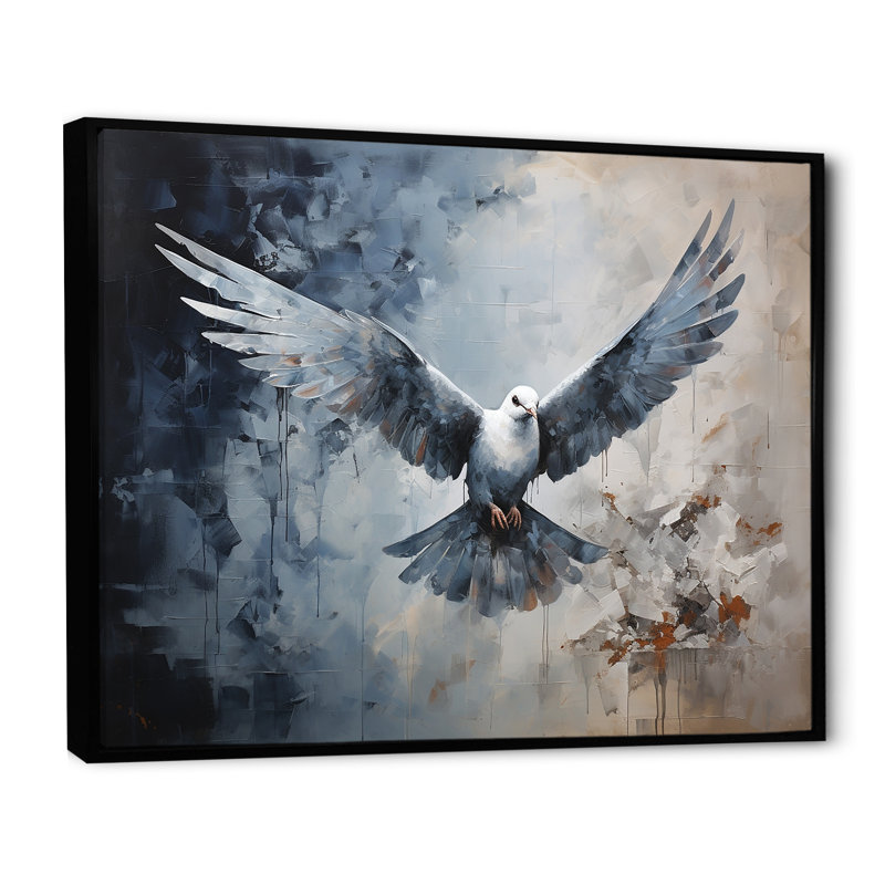 Minimalisme bleu colombe I sur toile, H 16 po x l 32 po, Cadre flottant noir