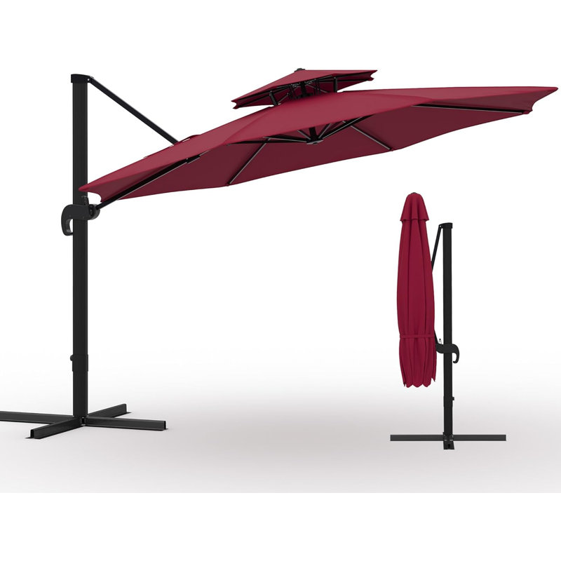 Parasol de patio en porte-à-faux 10 x 10 pi, Rouge