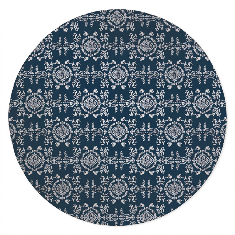 Jackie Soft Step Outdoor Area Rug, Round 5', Navy