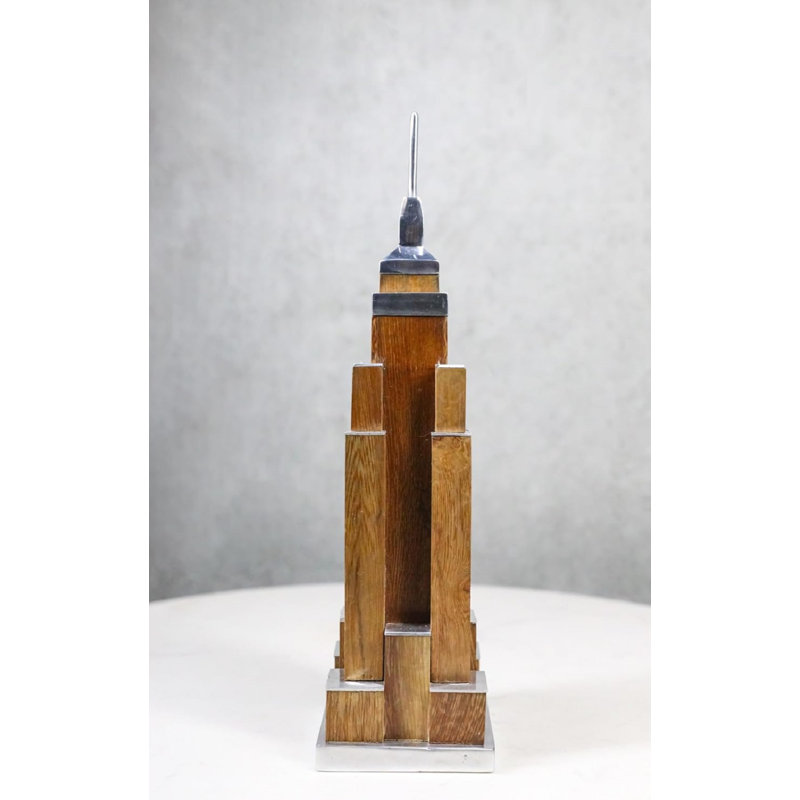 Figurine Art déco en aluminium et acajou New York Monument Empire State Building