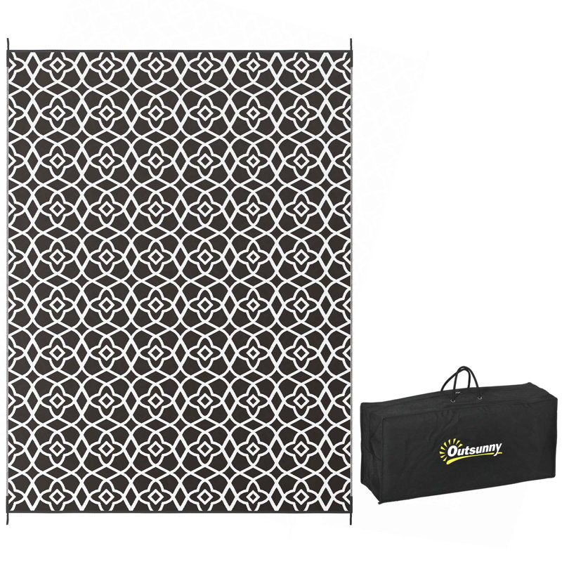 Outsunny Reversible Outdoor Rug, Waterproof Plastic Straw Floor Mat,Portable Rv Camping Carpet With Carry Bag,Large Floor Mat For Backyard,Deck,Picnic,Beach