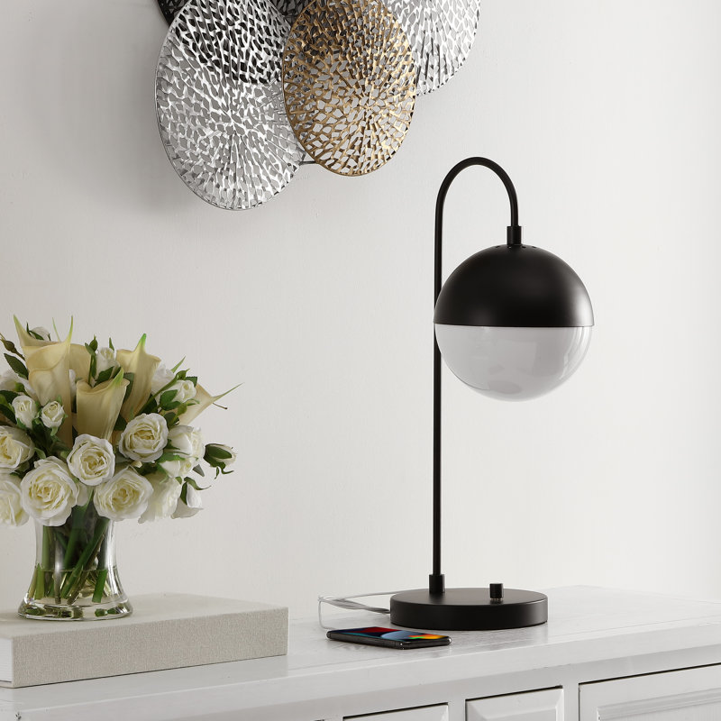 Lampe de table USB en métal Camerino, Noir