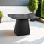 Table de patio moderne à piédestal carré 44 po avec plateau fritté noir et base évasée en aluminium, 4 places