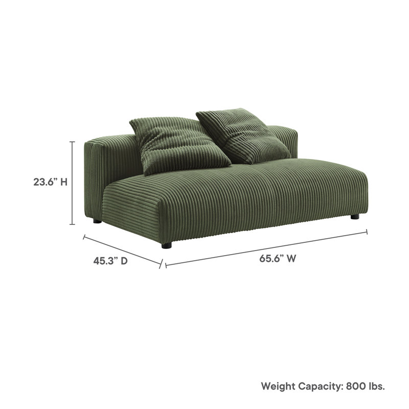 Causeuse modulaire rembourrée Solace, Velours fougère