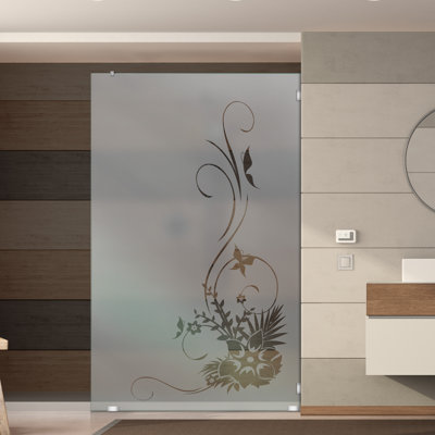 Écran de douche en verre trempé sans cadre avec effet givré permanent l 31 1/2 po x H 75 po