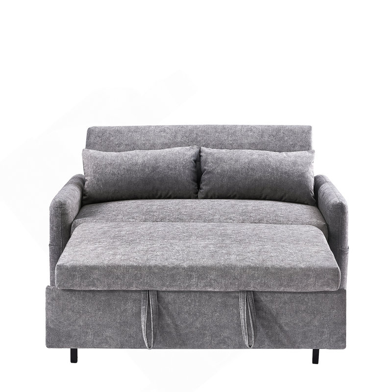 Canapé-lit escamotable avec dossier ajustable, poches de rangement, Gris