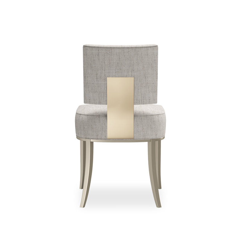Reserved Seating Upholstered Dining Chair, Gray, Pearl/Gold