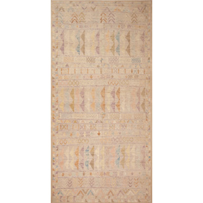 Tapis moderne et ludique à motif géométrique 7 pi 4 po x 14 pi 11 po Nazmiyal Collection
