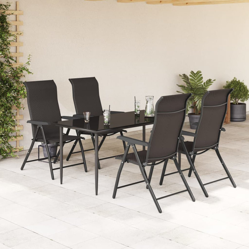Bridgeport Folding Chair Set, Black Coffee
