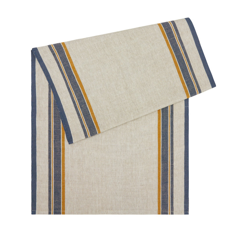 Camron Table Runner - 20" x 72", Natural/Blue