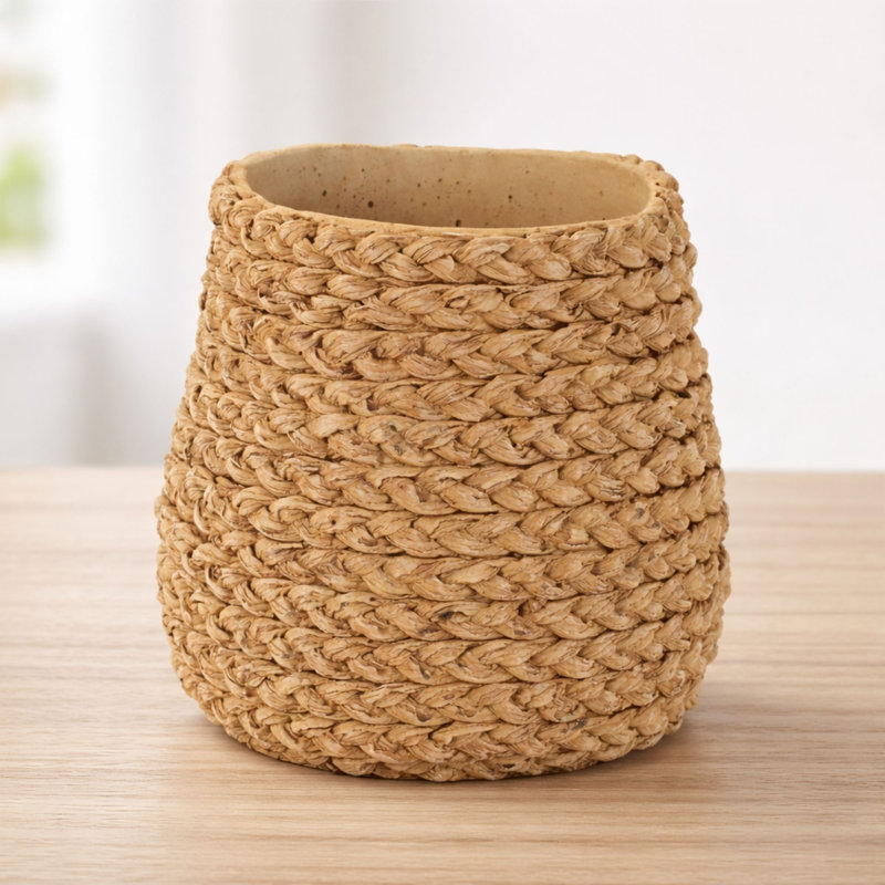 Vase en ciment tressé, P 7 po x H 7 po