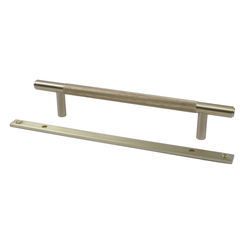 Diamond Knurling Centre to Centre Bar Pull, Satin Brass, 6.3125"