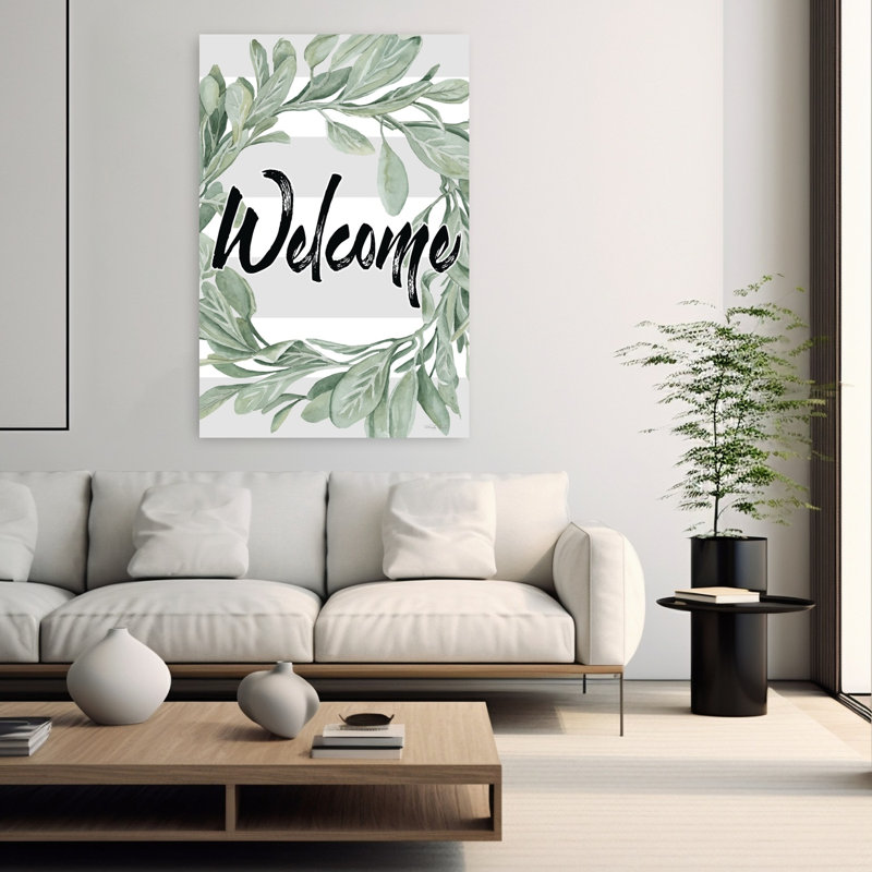 Welcome, art contemporain, H 60 po x l 40 po
