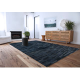 Olio Cowhide Geometric Area Rug in Charcoal