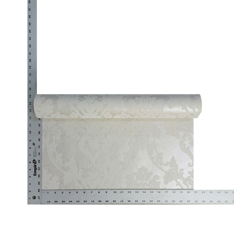 Papier peint en velours damassé taupe Kemarah