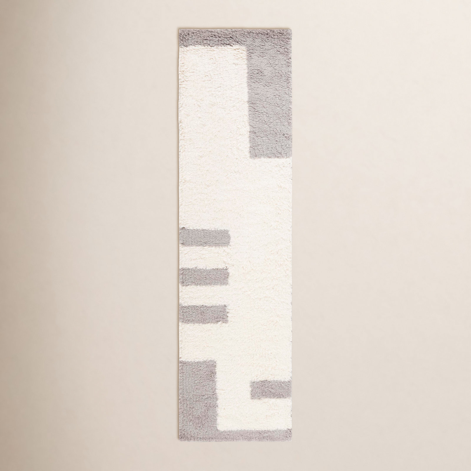 Beamer Gray Ivory Hand-Woven Flatweave Rug, Runner 2'3" x 9'