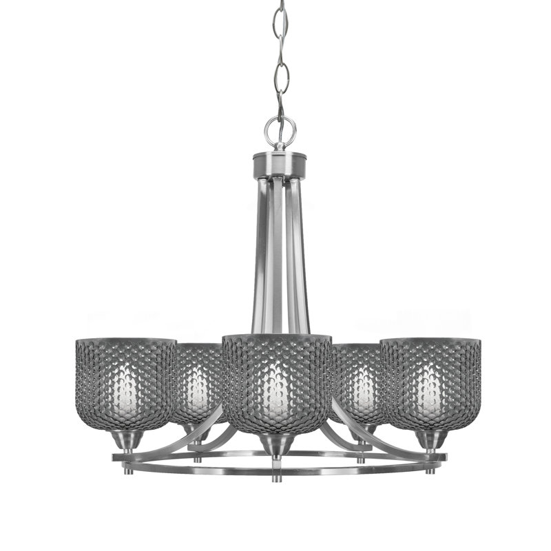 Lustre 5 lumières Paramount, Noir, Nickel brossé