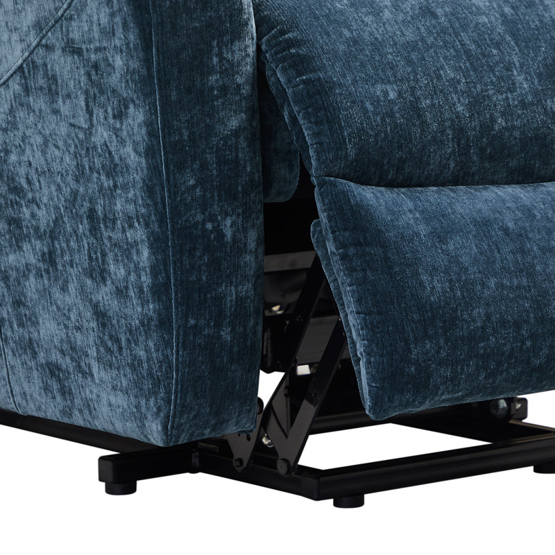 Raymont Power Lift Recliner Chair with Massage, Heating, and Cup Holder, USB Ports Included, Blue Polyester Blend
