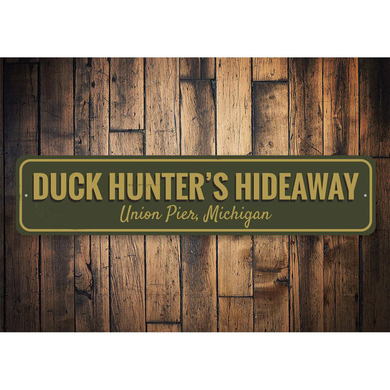 Plaque en aluminium «Duck Hunter», H 6 po x l 24 po x P 0,063 po
