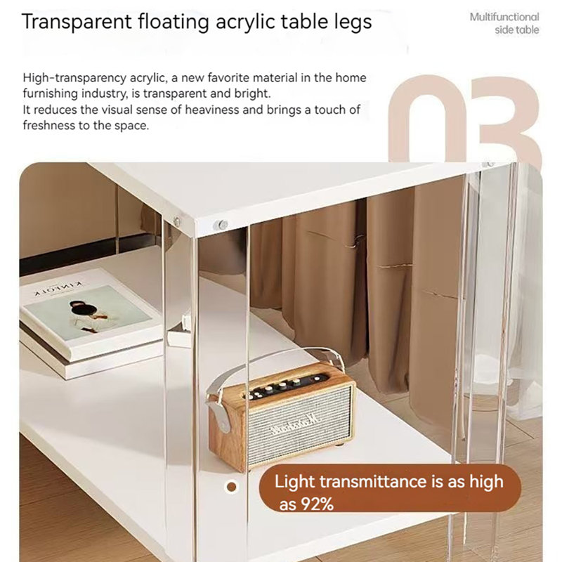 Table d'appoint en acrylique, tables de bout transparentes, plateaux décoratifs pour la salle de bain, chariots de service de bar sur roulettes, tables basses, table de chevet