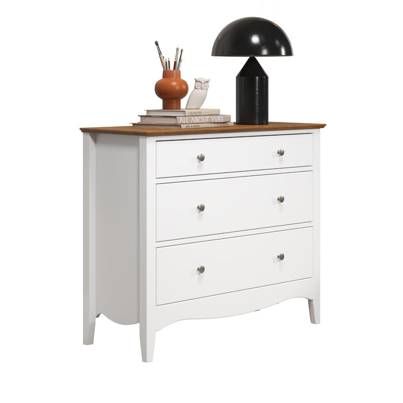 Delrick 3 - Drawer Chest of Drawers, White/Brown