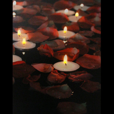 " 5 LED Lighted Garden Party Candles With Rose Petals "
