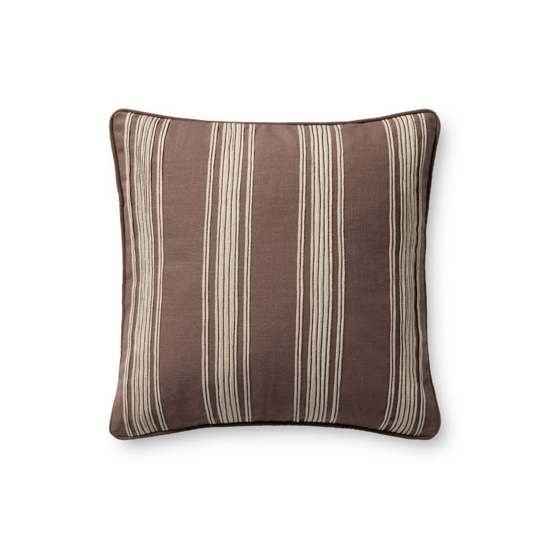 Coussin décoratif Chris Loves Julia x Loloi Verona, Marron foncé, Carré 18 po, Polyester